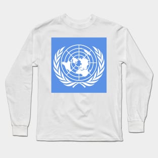 Emblem of the United Nations (White on blue) Long Sleeve T-Shirt